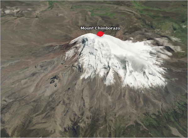 Formatierte Beschriftung und formatiertes Symbol für den Mount Chimborazo