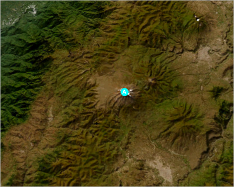 Die Szene wird auf die Lage des Mount Chimborazo gezoomt.