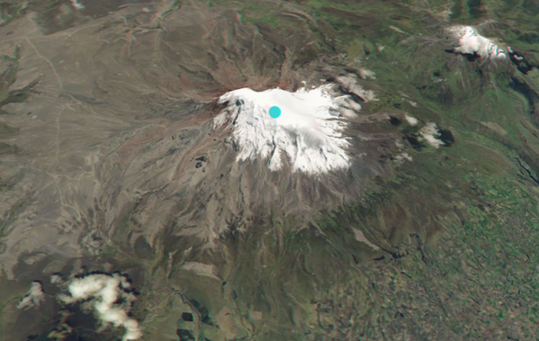An der Spitze des Mount Chimborazo hinzugefügter Punkt