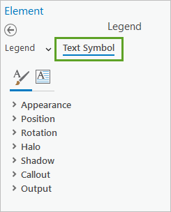 Text Symbol tab