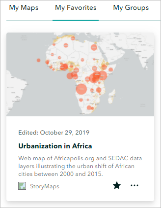 Choose the Urbanization in Africa map from My Favorites.