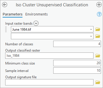 Parameters of Iso Cluster tool