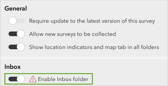 Enable Inbox folder turned on