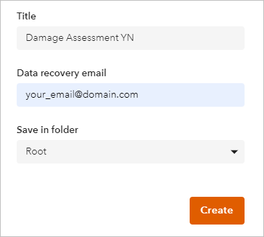 Title and recovery email parameters
