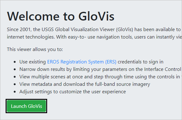 Launch GloVis button