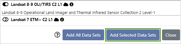Add Selected Data Sets button