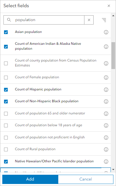 Race and ethnicity attributes selected.