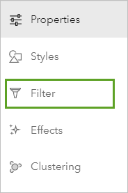 Filter on the Settings toolbar