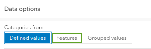 Features selected for Categories from in the Selector options window