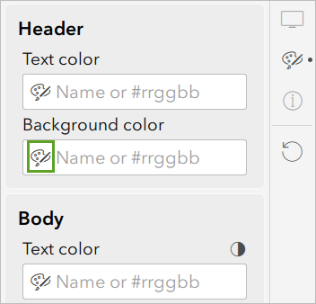 Palette button for Header background color
