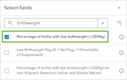 Percentage of births with low birthweight field