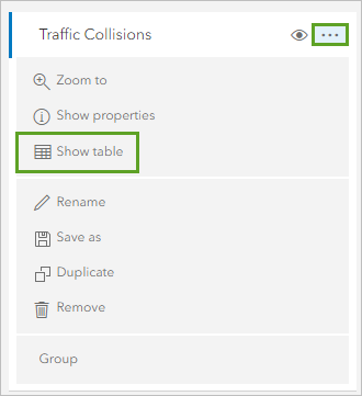 Show Table button in Contents pane