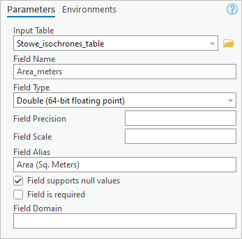 Parameters for the Add Field tool