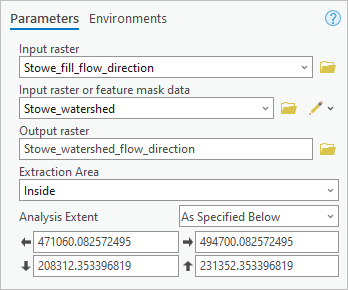 Parameters for the Extract by Mask tool