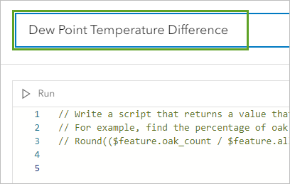 Custom expression renamed Dew Point Temperature Difference.