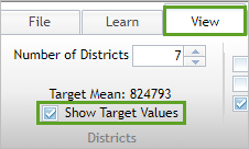 Show Target Values box checked