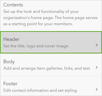 Select Header in content topics