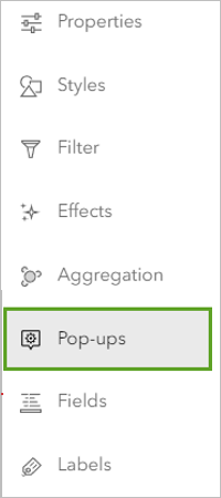 Configure pop-ups option on the Settings toolbar
