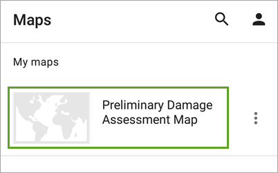 Tarjeta Mapa de evaluación preliminar de daños