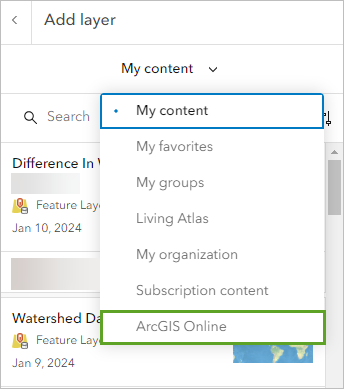 Opción ArcGIS Online