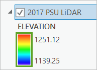 Rampa de simbología de la capa 2017 PSU LiDAR