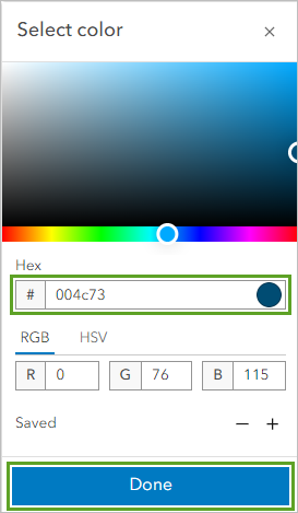 Valor hexadecimal de Color personalizado para el estilo de símbolo de línea