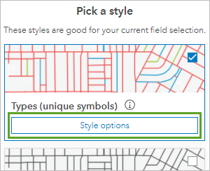 Botón de opciones de estilo para Tipos (símbolos únicos)