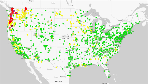 Mapa del Indice de calidad del aire