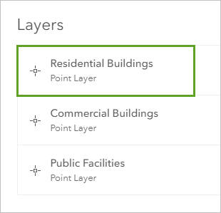 Cliquez sur la couche Bâtiments résidentiels.