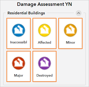 Tous les boutons du groupe Residential Buildings (Bâtiments résidentiels) sélectionnés