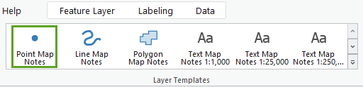 Point Map Notes (Notes de carte ponctuelles) dans le menu Layer Templates (Modèles de couches)