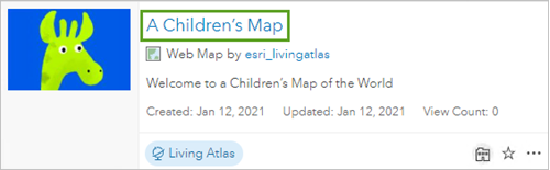 Une carte pour enfant dans les résultats de la recherche