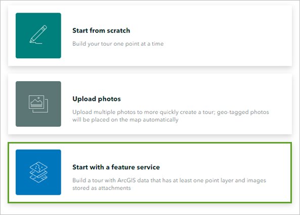 Choisissez l’option Start with a feature service (Commencer avec un service d’entités).