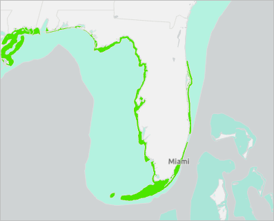 マップでフロリダが拡大表示されます。