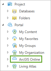 Опция ArcGIS Online в окне Добавить данные