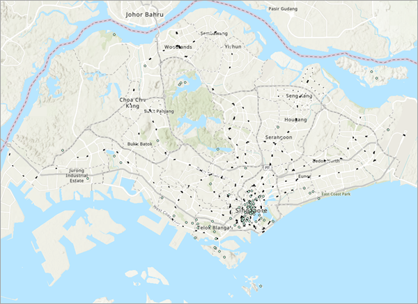 Карта Сингапура с добавленными данными