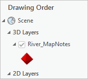 已在“内容”窗格中打开 River_MapNotes 图层。