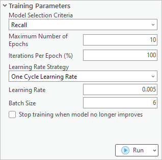 Training parameters