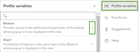 Erweitern Sie das Element "$feature".