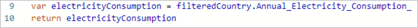 Geben Sie die Anweisung "return electricityConsumption" ein.