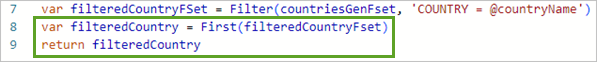Geben Sie die Anweisung "return filteredCountry" ein.
