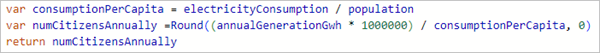 Geben Sie die Anweisung "return numCitizensAnnually" ein.