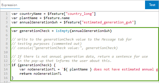 Fügen Sie den Code für "generationCheck" ein.