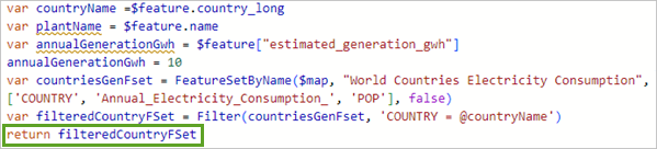 Geben Sie die Anweisung "return filteredCountryFSet" ein.