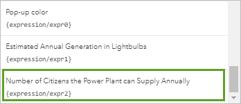 Wählen Sie den Ausdruck "Number of Citizens the Power Plant can Supply Annually" aus.