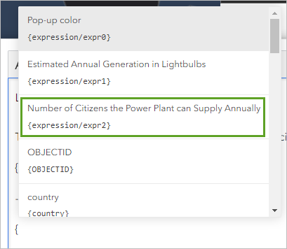 Wählen Sie den Ausdruck "Number of Citizens the Power Plant can Supply Annually" aus.