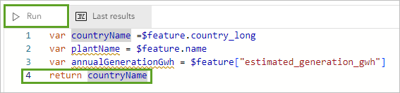 Fügen Sie die Zeile "return countryName" ein.