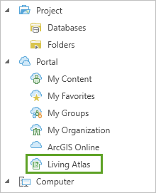 Option "Living Atlas" zum Hinzufügen von Daten