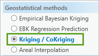 Die Option "Kriging/CoKriging" unter "Geostatistische Methoden"