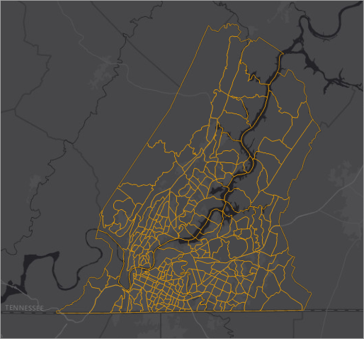 Blockgruppen für Hamilton County, Tennessee, auf der Karte